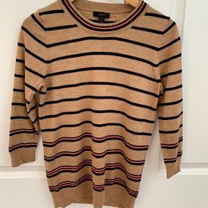 J CREW Sweater Tan/Coral/Black Size S Crew Neck